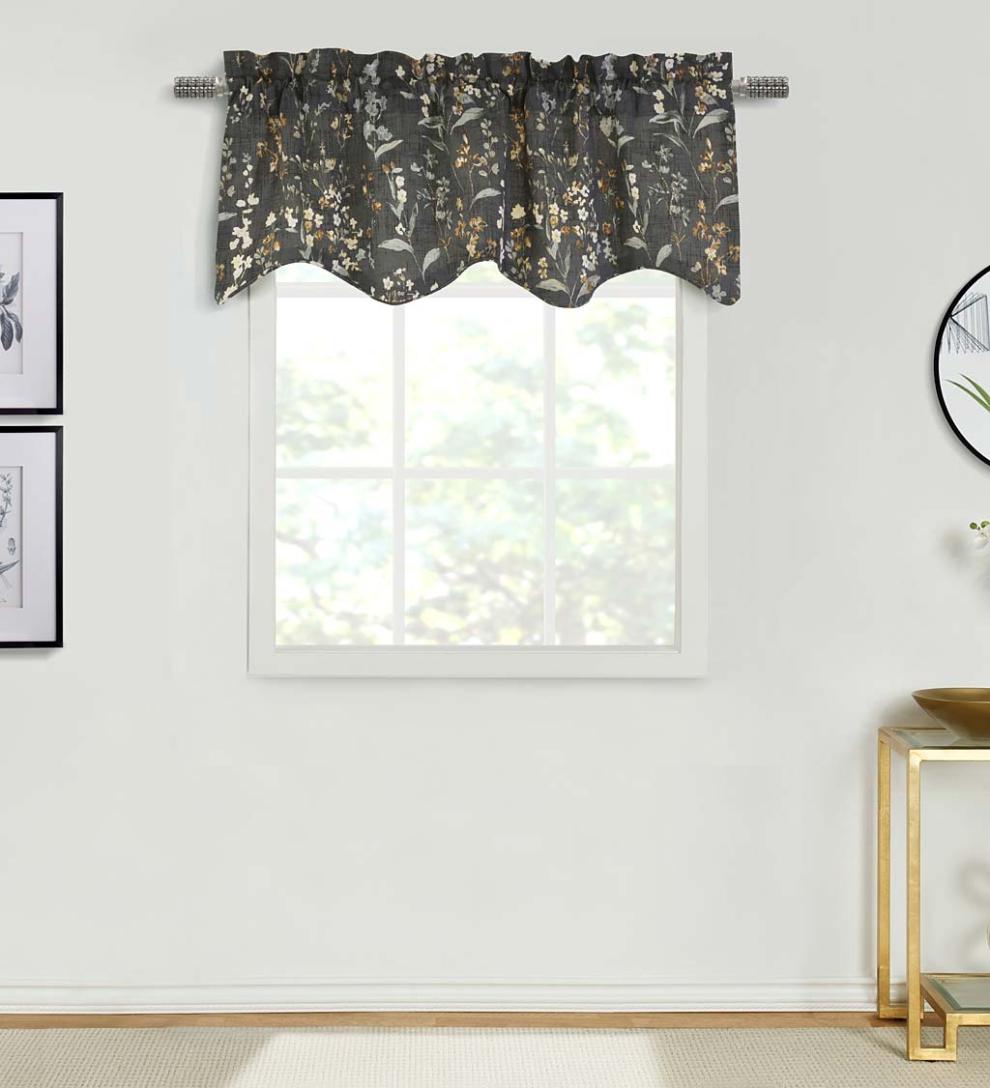 Plow &amp; Hearth Curtain Panels | Indoor Living Rockport Floral Linen-Look Curtain Pairs With Tiebacks