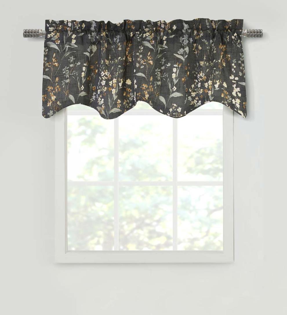 Plow &amp; Hearth Curtain Panels | Indoor Living Rockport Floral Linen-Look Curtain Pairs With Tiebacks
