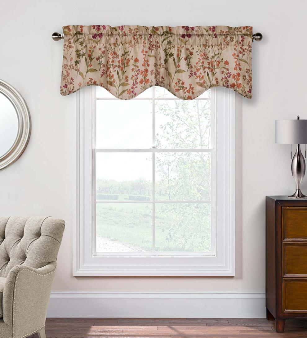 Plow &amp; Hearth Curtain Panels | Indoor Living Rockport Floral Linen-Look Curtain Pairs With Tiebacks