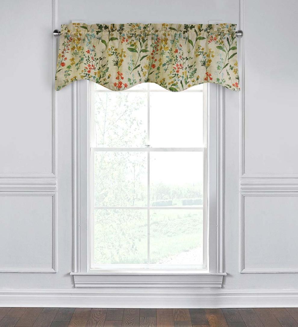 Plow &amp; Hearth Curtain Panels | Indoor Living Rockport Floral Linen-Look Curtain Pairs With Tiebacks