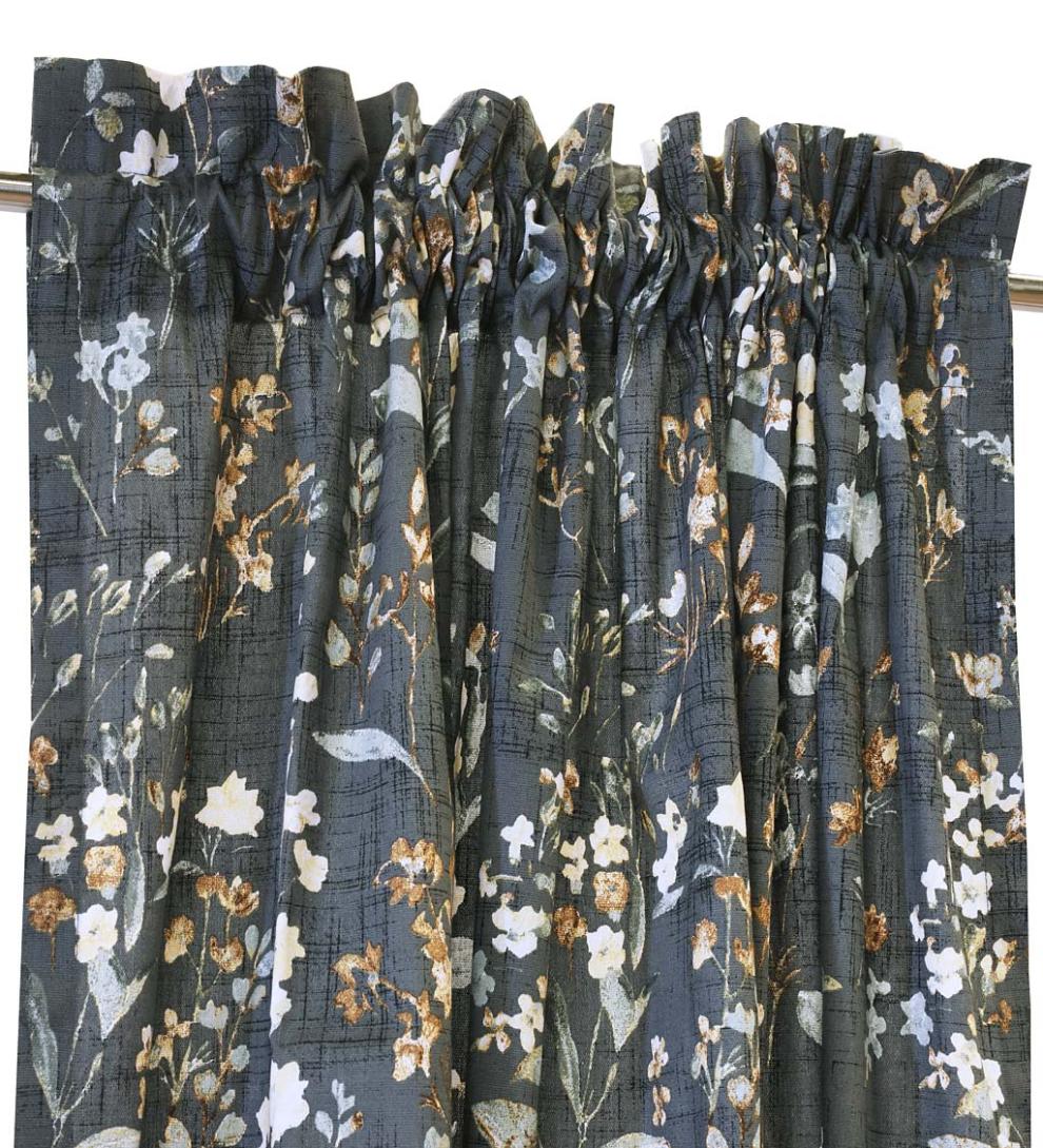 Plow &amp; Hearth Curtain Panels | Indoor Living Rockport Floral Linen-Look Curtain Pairs With Tiebacks