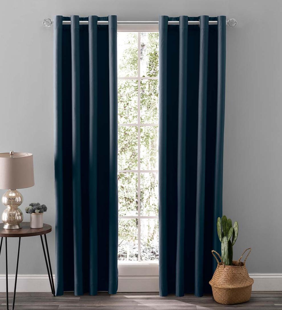 Plow &amp; Hearth Curtain Panels | Indoor Living Twilight Total Blackout Grommet Curtain Panel
