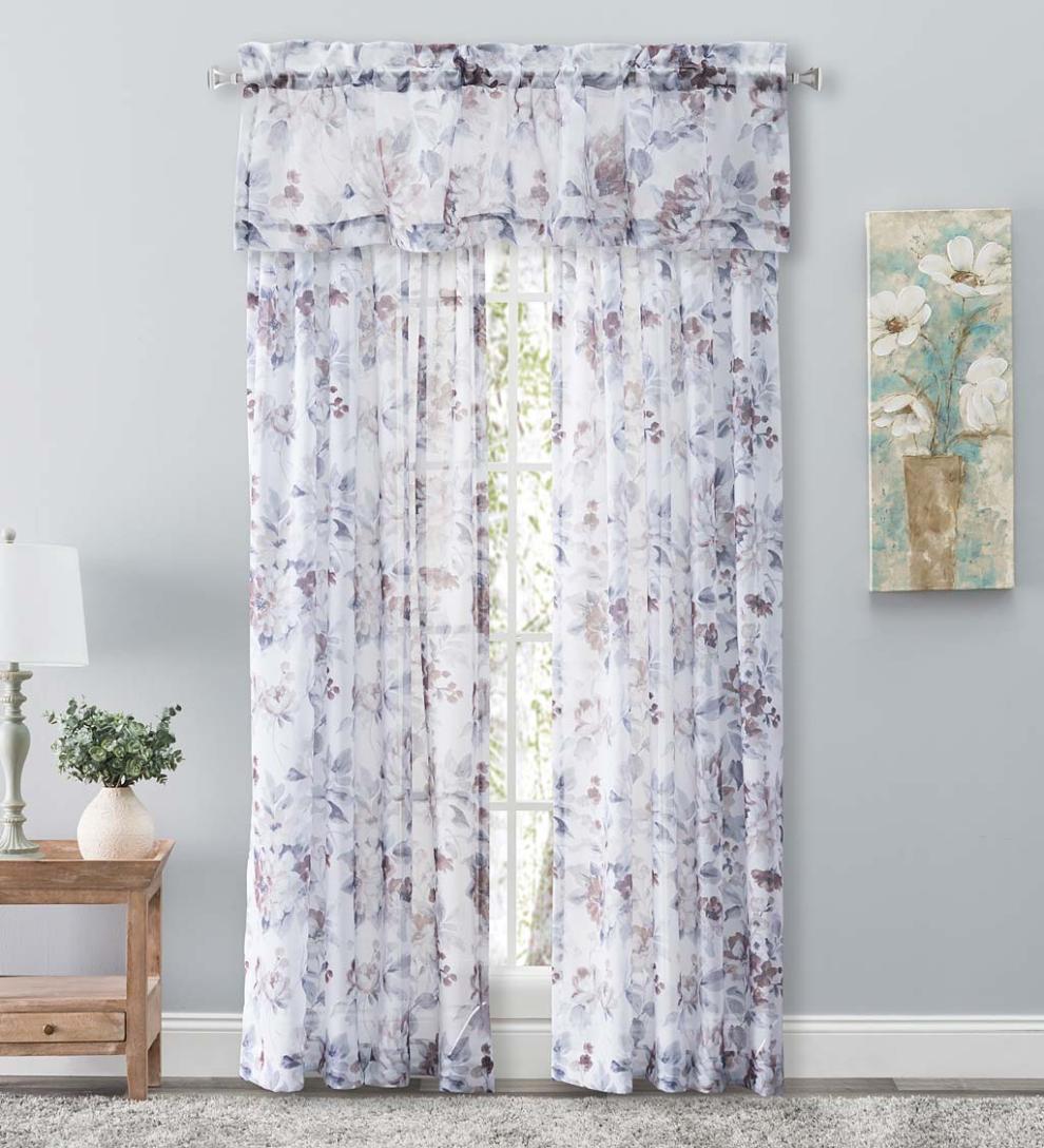 Plow &amp; Hearth Curtain Panels | Indoor Living Whimsical Sheer Rod Pocket Panel Curtains And Valance