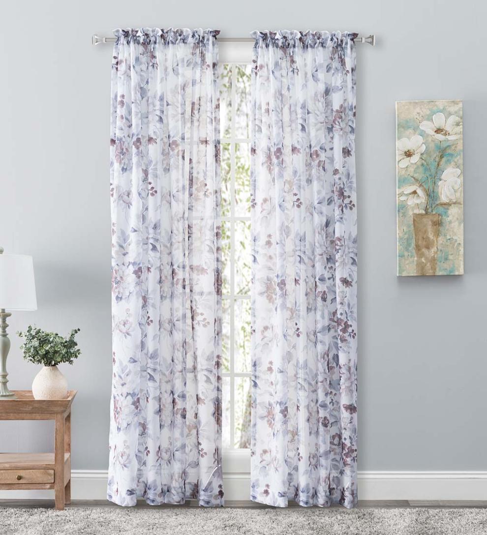 Plow &amp; Hearth Curtain Panels | Indoor Living Whimsical Sheer Rod Pocket Panel Curtains And Valance