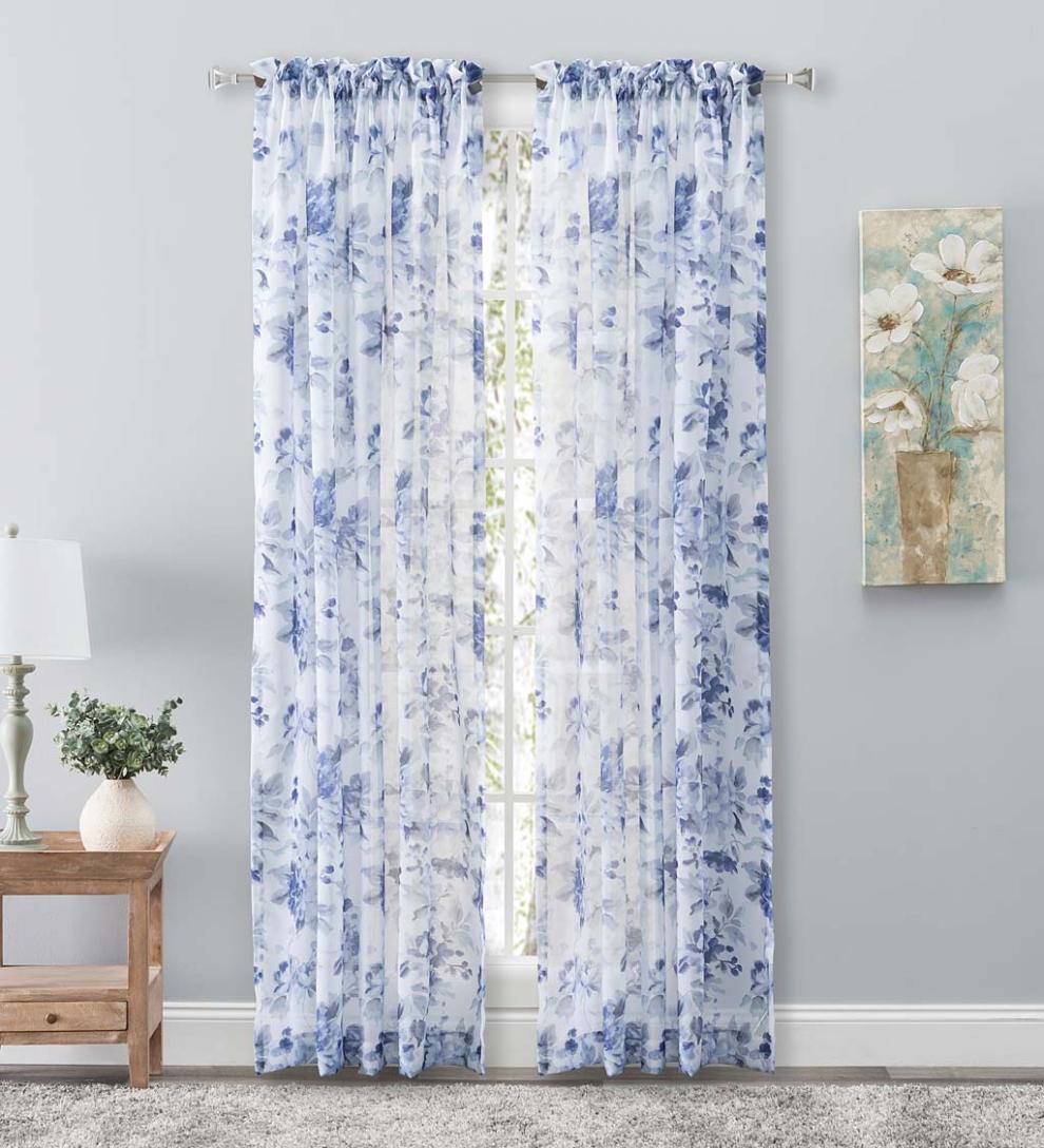 Plow &amp; Hearth Curtain Panels | Indoor Living Whimsical Sheer Rod Pocket Panel Curtains And Valance