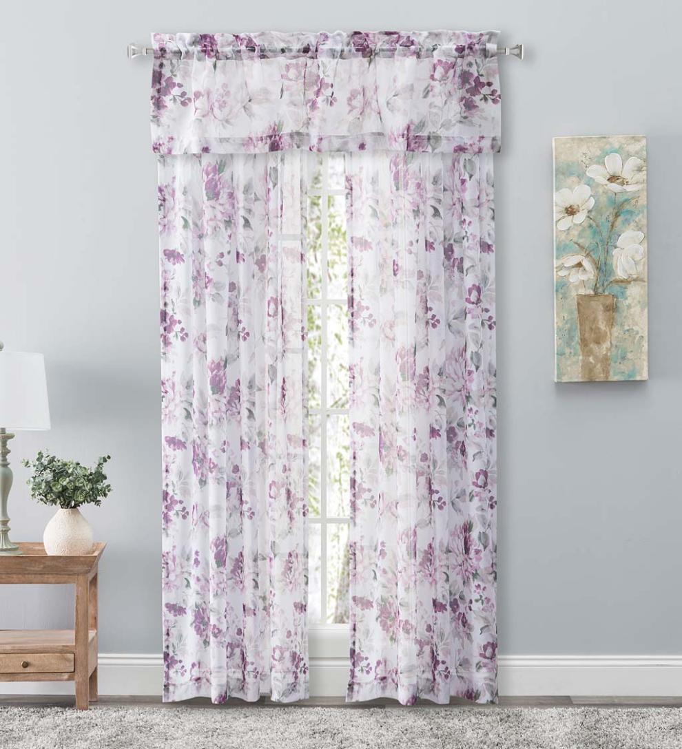 Plow &amp; Hearth Curtain Panels | Indoor Living Whimsical Sheer Rod Pocket Panel Curtains And Valance