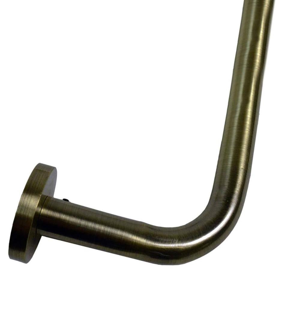 Plow &amp; Hearth Curtain Rods &amp; Hardware | Indoor Living Adjustable Bay Window Curtain Rod Set - Rubbed Matte Brass