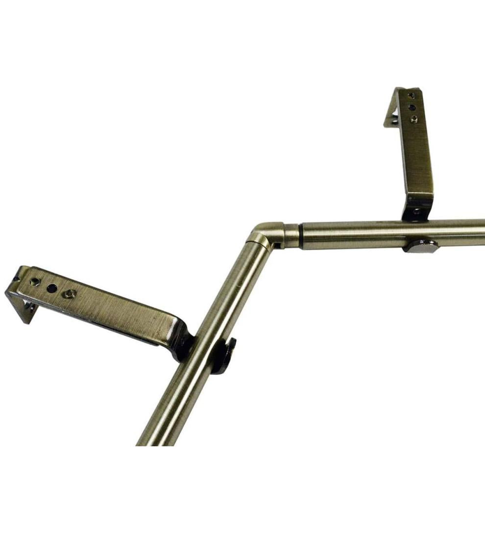 Plow &amp; Hearth Curtain Rods &amp; Hardware | Indoor Living Adjustable Bay Window Curtain Rod Set - Rubbed Matte Brass