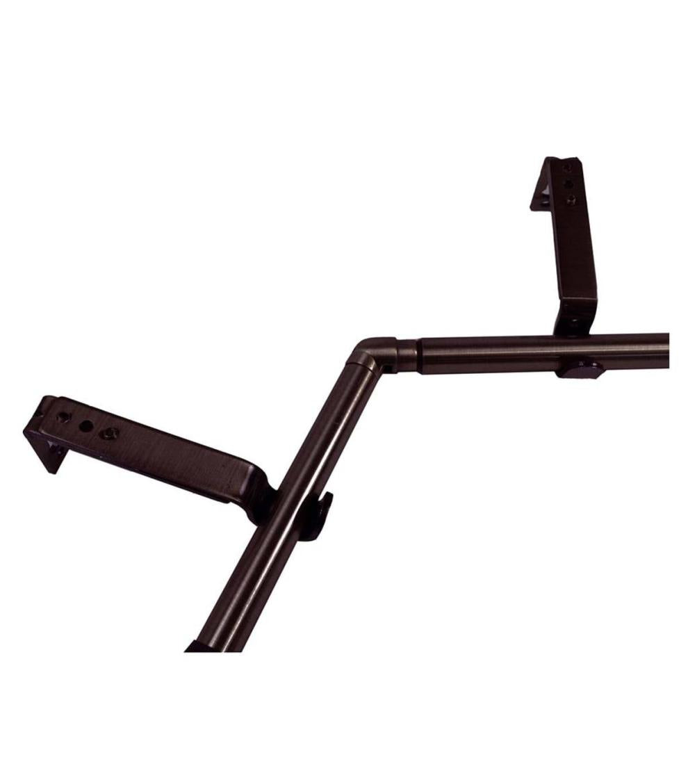 Plow &amp; Hearth Curtain Rods &amp; Hardware | Indoor Living Adjustable Bay Window Curtain Rod Set - Rubbed Matte Brass