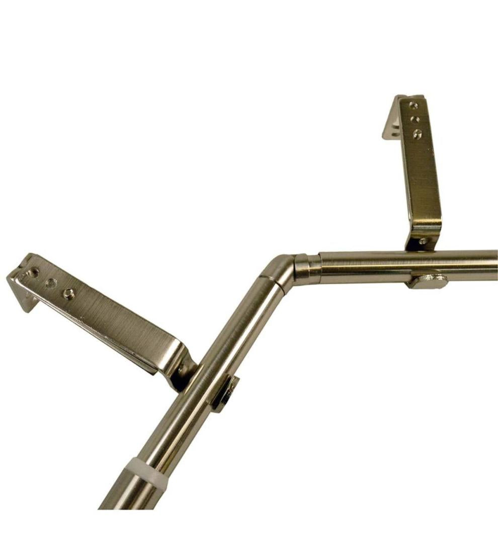 Plow &amp; Hearth Curtain Rods &amp; Hardware | Indoor Living Adjustable Bay Window Curtain Rod Set - Rubbed Matte Brass