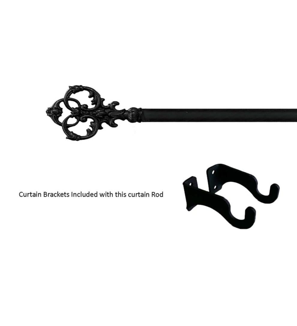 Plow &amp; Hearth Curtain Rods &amp; Hardware | Indoor Living Adjustable Wrought Iron Curtain Rod With Brackets