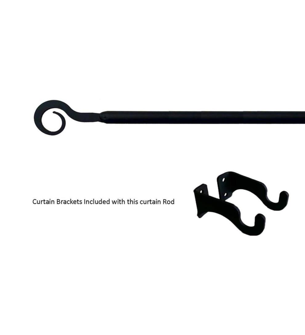 Plow &amp; Hearth Curtain Rods &amp; Hardware | Indoor Living Adjustable Wrought Iron Curtain Rod With Brackets