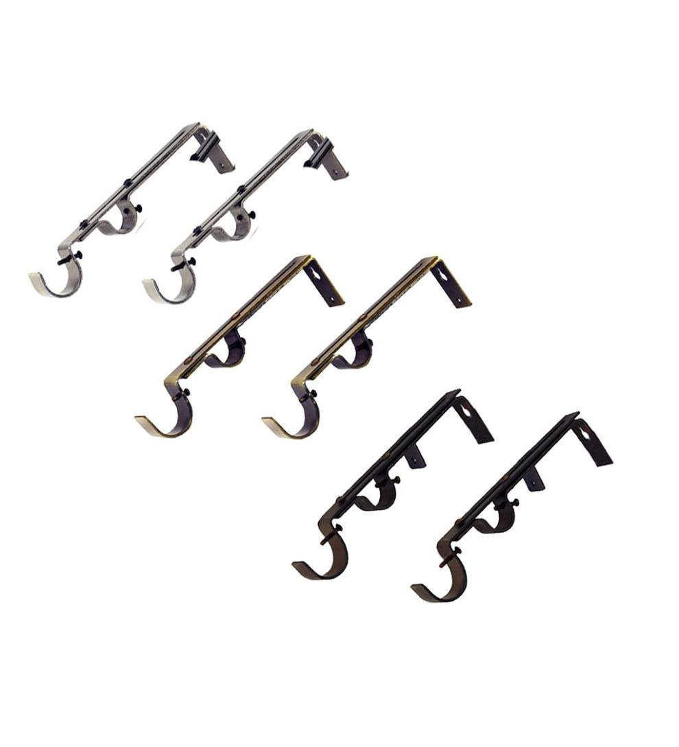 Plow &amp; Hearth Curtain Rods &amp; Hardware | Indoor Living Double-Rod Brackets, Pair - Antique Brass