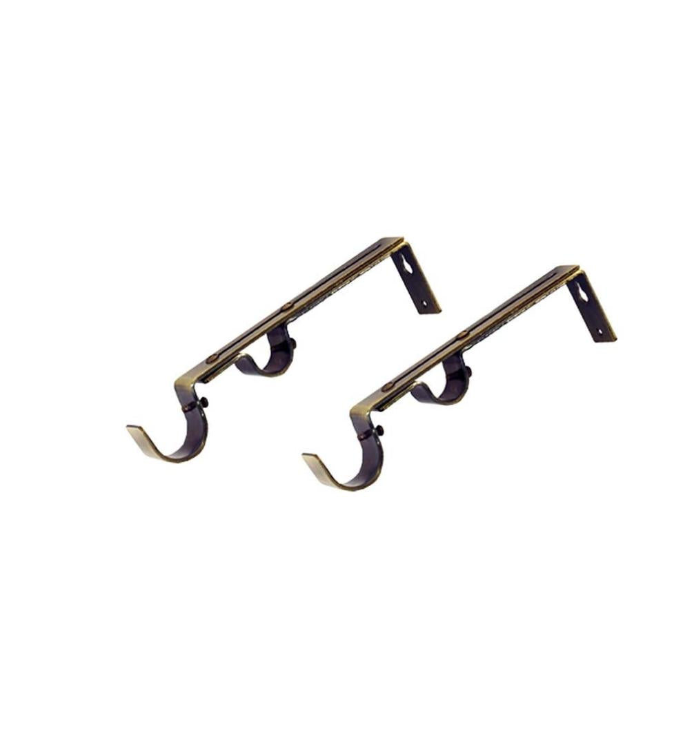 Plow &amp; Hearth Curtain Rods &amp; Hardware | Indoor Living Double-Rod Brackets, Pair - Antique Brass