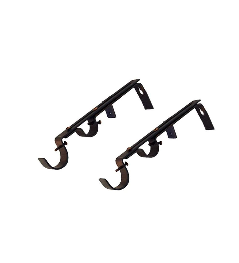 Plow &amp; Hearth Curtain Rods &amp; Hardware | Indoor Living Double-Rod Brackets, Pair - Antique Brass