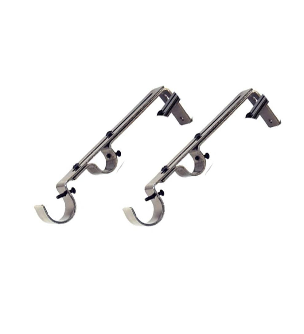 Plow &amp; Hearth Curtain Rods &amp; Hardware | Indoor Living Double-Rod Brackets, Pair - Antique Brass