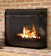 Plow &amp; Hearth Custom Fire Screens | Fireplace &amp; Hearth Large Custom Iron Series Spark Guard - 2,301 To 2,650 Sq. Inches - Black