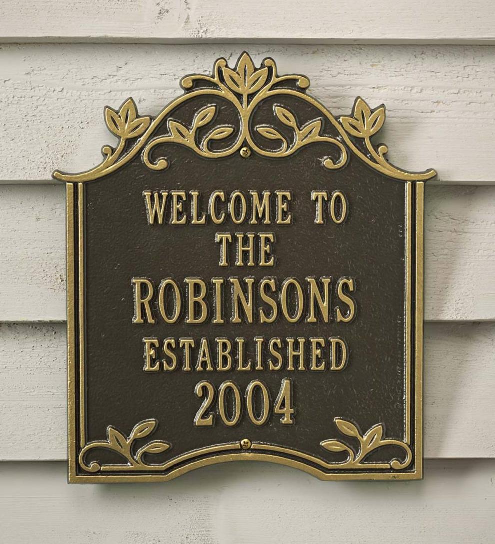 Plow &amp; Hearth Deck &amp; Patio Accents | Outdoor Living Aluminum Ivy Wedding Plaque - Antique Copper