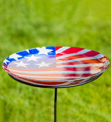 Plow &amp; Hearth Deck &amp; Patio Accents | Outdoor Living Americana Glass Flag Birdbath Basin