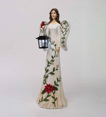 Plow &amp; Hearth Deck &amp; Patio Accents | Outdoor Living Angel Garden Statue With Solar Lantern