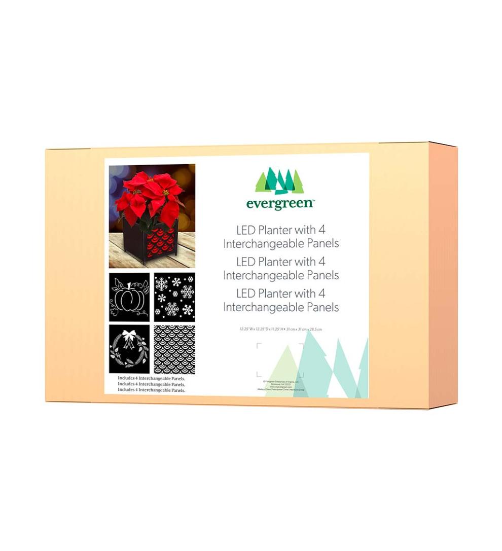 Plow &amp; Hearth Deck &amp; Patio Accents | Outdoor Living Battery Operated Led Planter With 4 Interchangeable Laser Cut Panels
