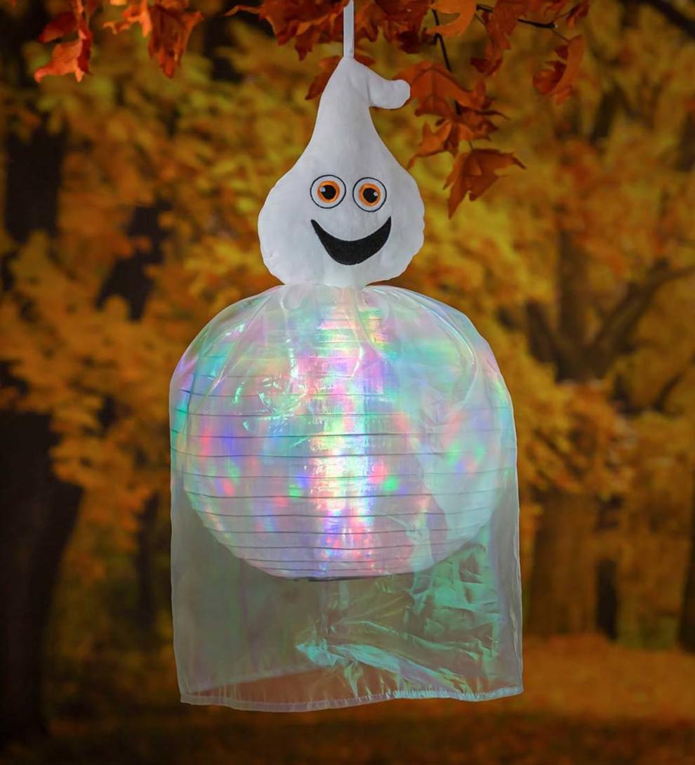 Plow &amp; Hearth Deck &amp; Patio Accents | Outdoor Living Beaming Buddies Collapsible Ghost Halloween Lantern