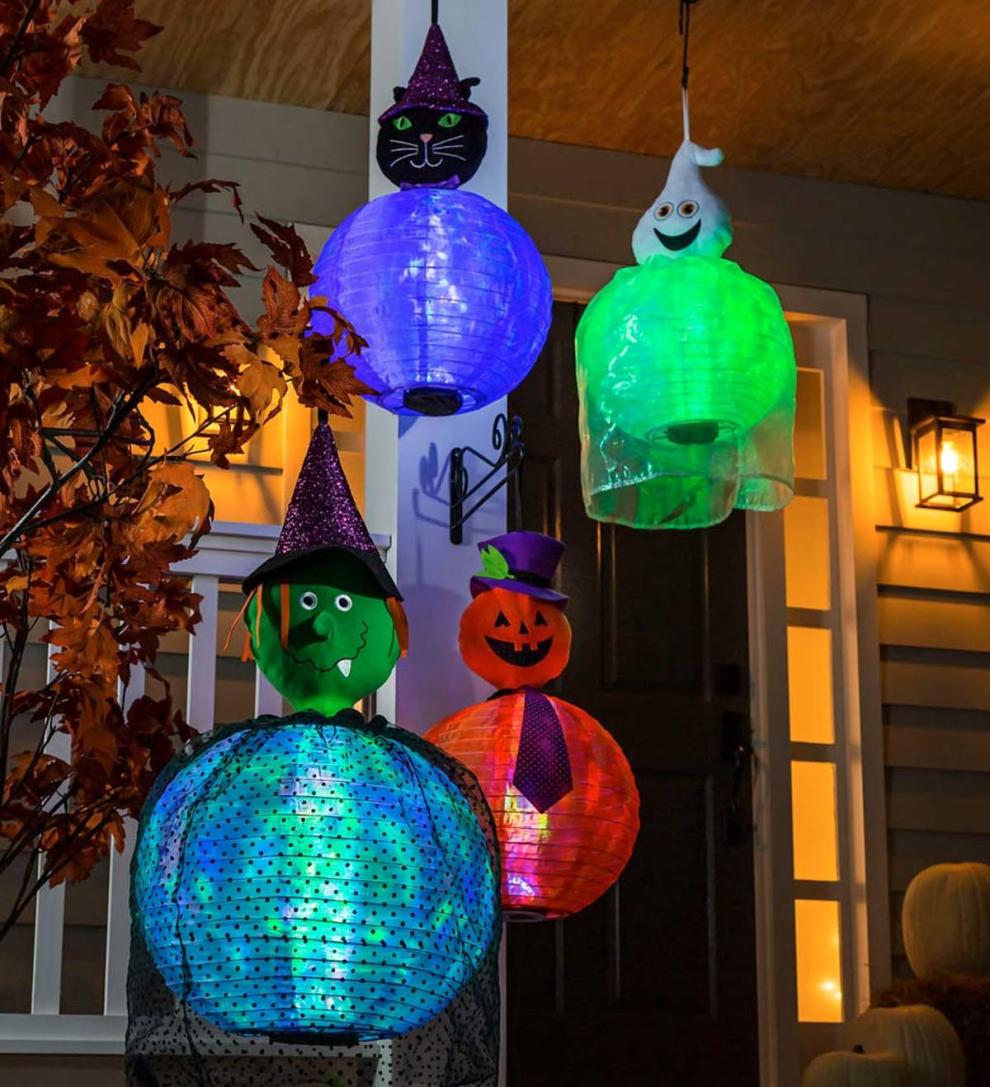 Plow &amp; Hearth Deck &amp; Patio Accents | Outdoor Living Beaming Buddies Collapsible Ghost Halloween Lantern