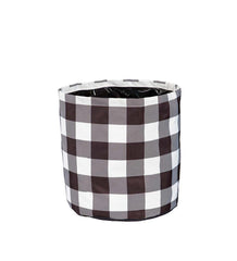 Plow &amp; Hearth Deck &amp; Patio Accents | Outdoor Living Black And White Buffalo Check Plaid Round Fabric Planters, Set Of 3