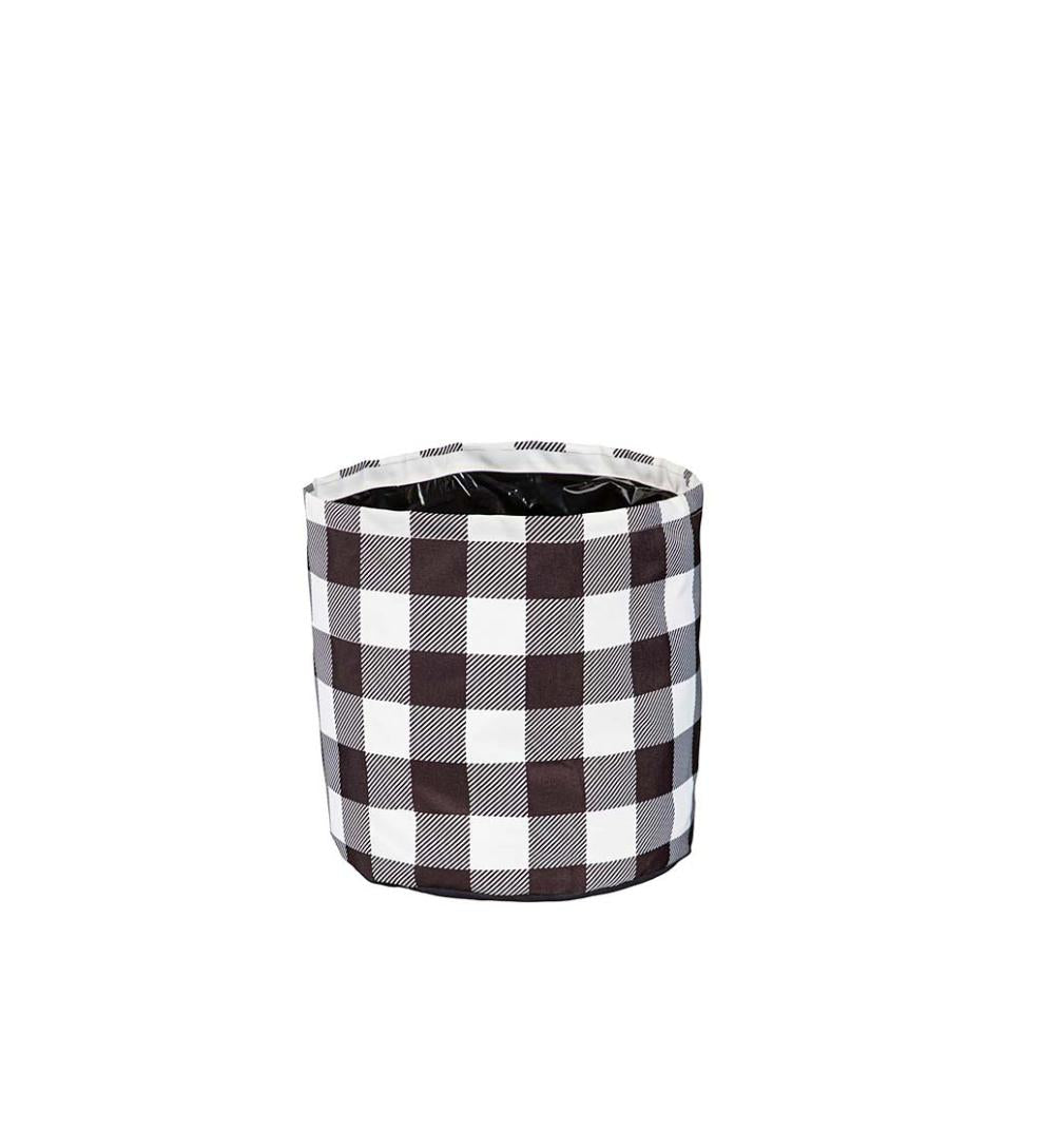 Plow &amp; Hearth Deck &amp; Patio Accents | Outdoor Living Black And White Buffalo Check Plaid Round Fabric Planters, Set Of 3