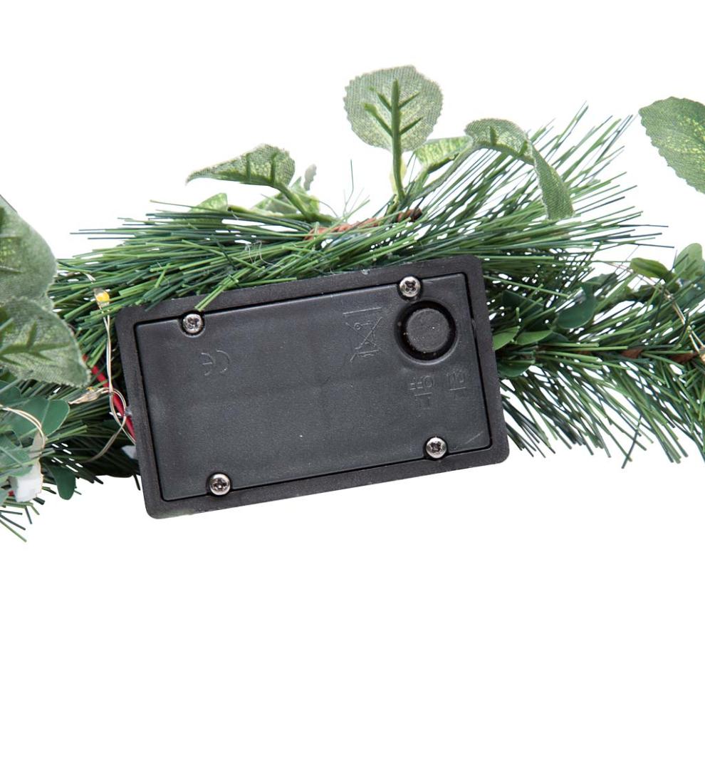 Plow &amp; Hearth Deck &amp; Patio Accents | Outdoor Living Black Labrador Statue With Removable Lighted Holiday Wreath