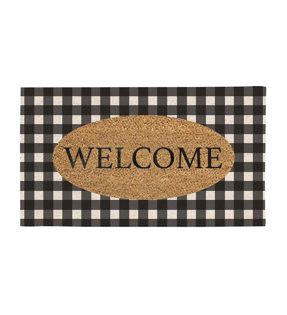 Plow &amp; Hearth Deck &amp; Patio Accents | Outdoor Living Buffalo Check Welcome Coir Mat