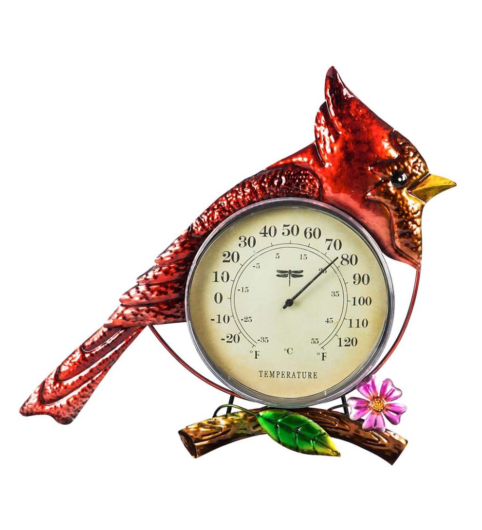 Plow &amp; Hearth Deck &amp; Patio Accents | Outdoor Living Cardinal Outdoor Wall Thermometer
