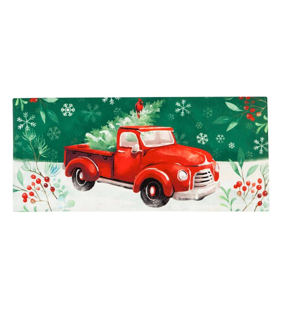 Plow &amp; Hearth Deck &amp; Patio Accents | Outdoor Living Christmas Heritage Red Truck Sassafras Switch Mat