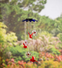 Plow &amp; Hearth Deck &amp; Patio Accents | Outdoor Living Color-Changing Solar Mobile With Cardinals And Flowers