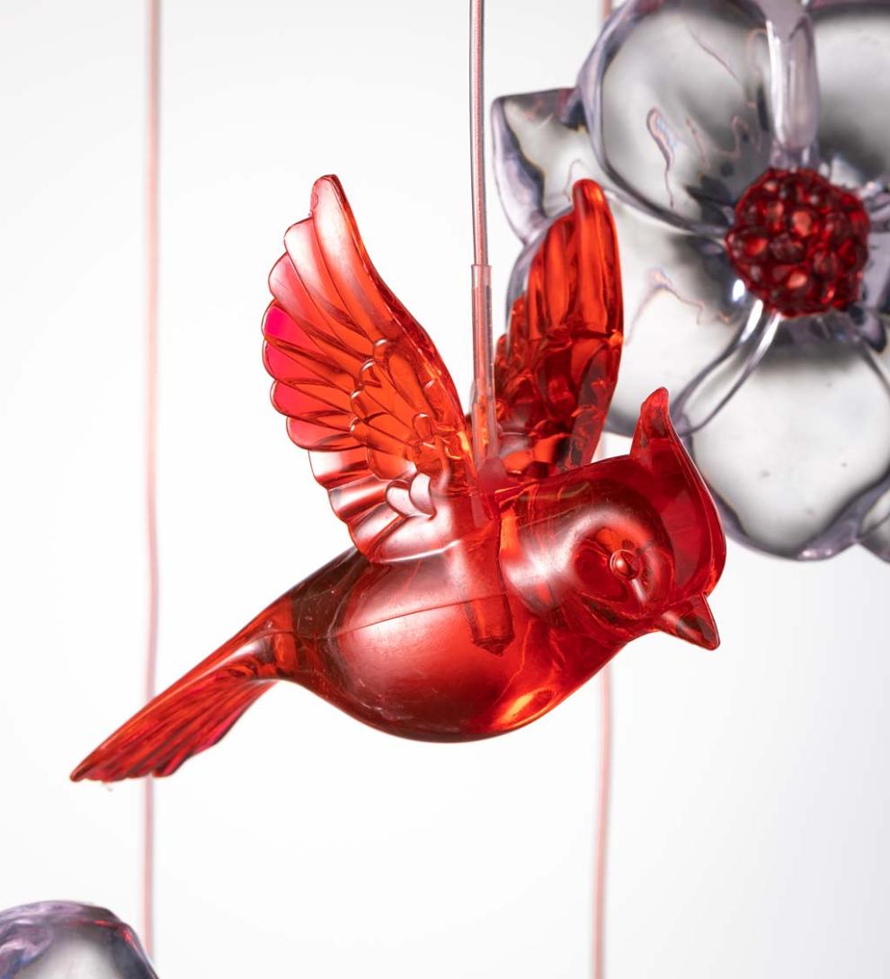 Plow &amp; Hearth Deck &amp; Patio Accents | Outdoor Living Color-Changing Solar Mobile With Cardinals And Flowers