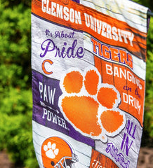 Plow &amp; Hearth Deck &amp; Patio Accents | Outdoor Living Double-Sided Fan Rules College Team Pride Linen House Flag - Clemson Univ