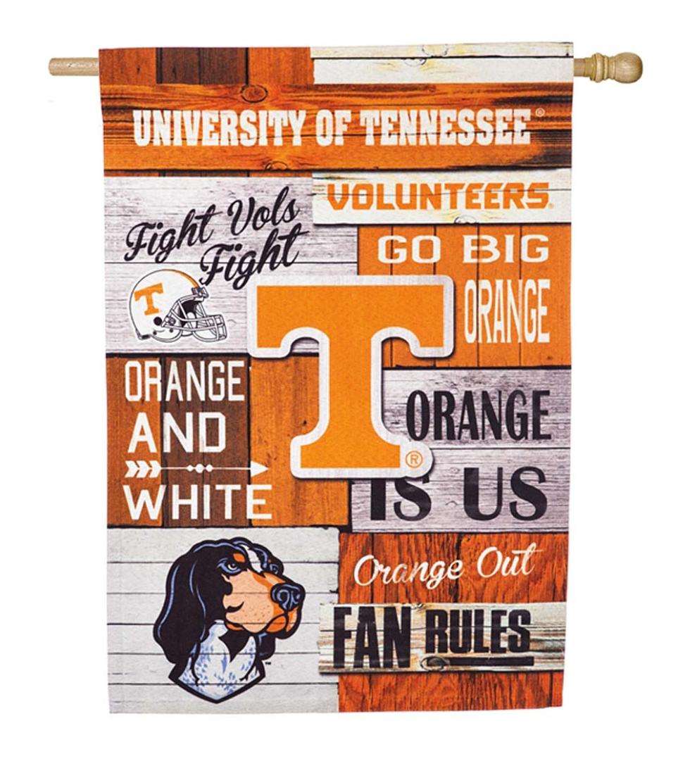 Plow &amp; Hearth Deck &amp; Patio Accents | Outdoor Living Double-Sided Fan Rules College Team Pride Linen House Flag - Clemson Univ