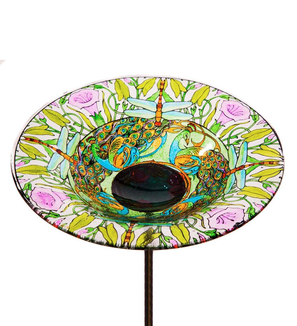 Plow &amp; Hearth Deck &amp; Patio Accents | Outdoor Living Dragonfly Glass Birdbath Stake
