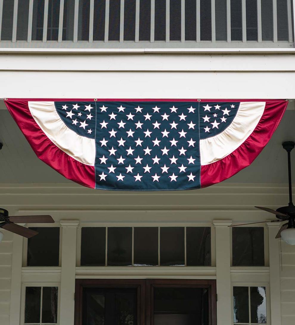 Plow &amp; Hearth Deck &amp; Patio Accents | Outdoor Living Extra Large Half-Round Vintage Patriotic Bunting