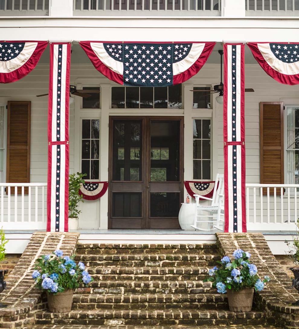 Plow &amp; Hearth Deck &amp; Patio Accents | Outdoor Living Extra Large Half-Round Vintage Patriotic Bunting