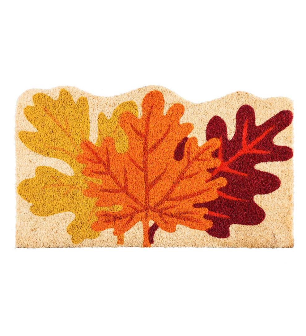 Plow &amp; Hearth Deck &amp; Patio Accents | Outdoor Living Fall Leaves Shaped Coir Fiber Mat