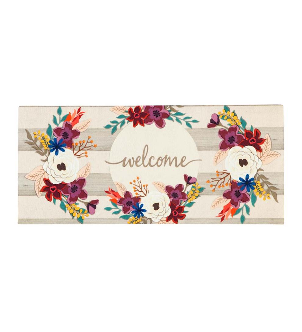 Plow &amp; Hearth Deck &amp; Patio Accents | Outdoor Living Fall Stripes Welcome Sassafras Switch Mat