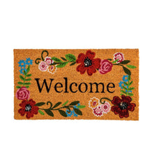 Plow &amp; Hearth Deck &amp; Patio Accents | Outdoor Living Floral Framed Coir Fiber Welcome Mat