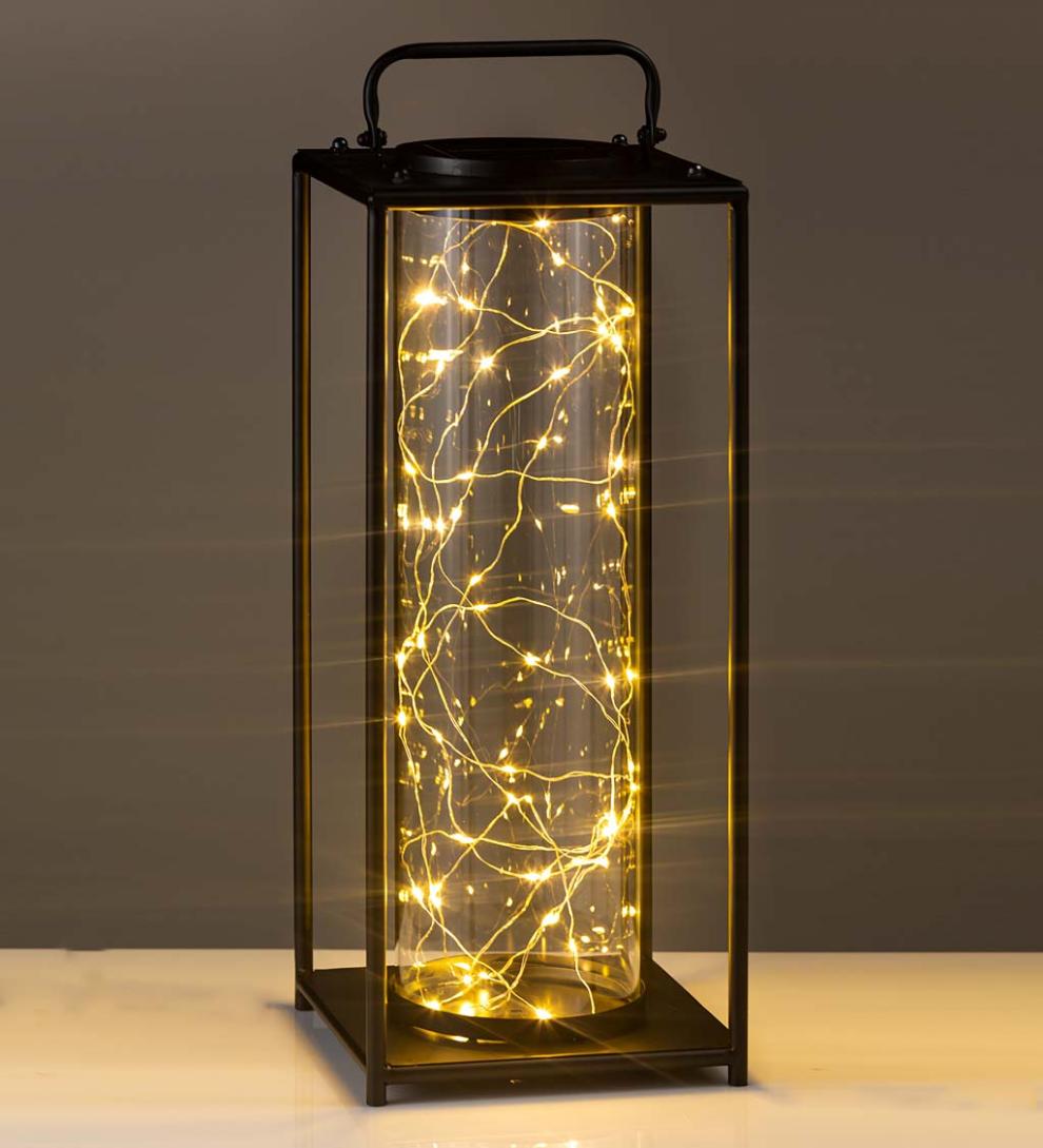 Plow &amp; Hearth Deck &amp; Patio Accents | Outdoor Living Glass Firefly Solar Lantern With String Lights