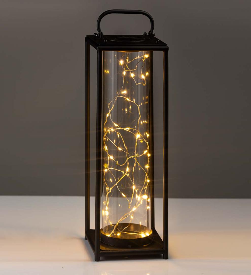 Plow &amp; Hearth Deck &amp; Patio Accents | Outdoor Living Glass Firefly Solar Lantern With String Lights