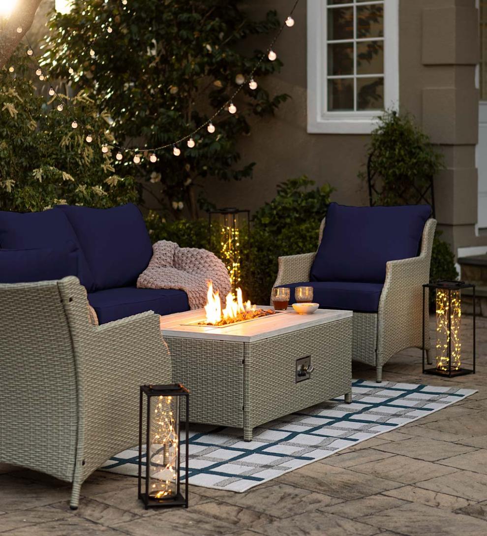 Plow &amp; Hearth Deck &amp; Patio Accents | Outdoor Living Glass Firefly Solar Lantern With String Lights