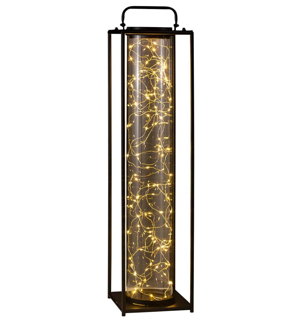 Plow &amp; Hearth Deck &amp; Patio Accents | Outdoor Living Glass Firefly Solar Lantern With String Lights