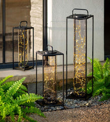 Plow &amp; Hearth Deck &amp; Patio Accents | Outdoor Living Glass Firefly Solar Lantern With String Lights