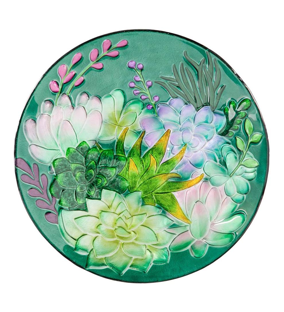 Plow &amp; Hearth Deck &amp; Patio Accents | Outdoor Living Glass Succulents Birdbath Basin