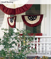 Plow &amp; Hearth Deck &amp; Patio Accents | Outdoor Living Half-Round Cotton Duck Patriotic Vintage Bunting With Embroidery